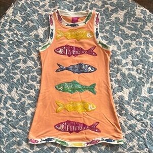 QUEEN OF SPARKLES Orange Fish Mini Dress - NWOT